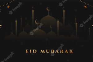 Eid mubarak black and gold festival banner design