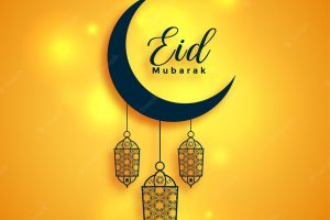 Eid mubarak bright islamic wishes greeting background