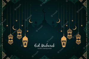 Eid mubarak crescent moon islamic cultural background vector