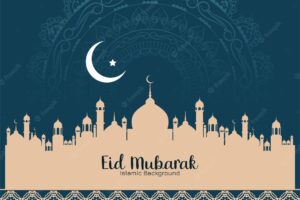 Eid mubarak cultural islamic festival mosque background design vector