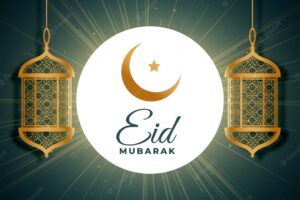 Eid mubarak festival golden lamps background