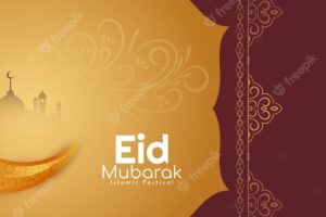 Eid mubarak festival traditional islamic banner design vector