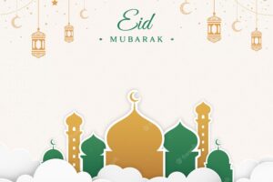 Eid mubarak flat paper style wallpaper