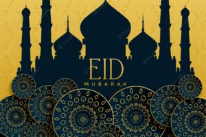 Eid mubarak golden islamic decorative background
