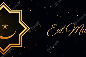 Eid mubarak golden islamic sparkle banner design