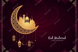 Eid mubarak islamic festival crescent moon decorative background vector
