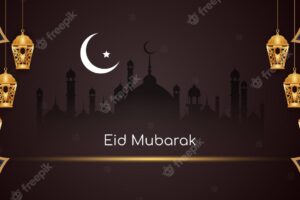 Eid mubarak islamic festival greeting classic banner design vector