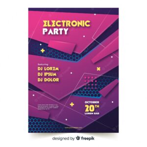 Electronic party abstract music poster template