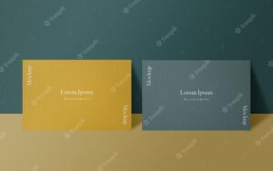 Elegant yellow and blue business card psd mockup