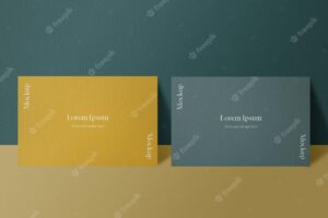 Elegant yellow and blue business card psd mockup