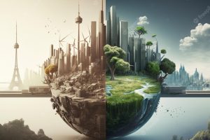 Environmental day polution city vs clean city better tomorrow