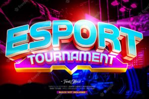 Esport tournament 3d custom text effect with 3d object trophy