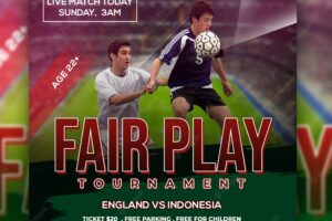Fair play soccer social media post flyer template design