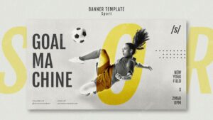 Female football player banner