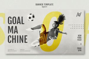 Female football player banner