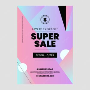 Flat abstract sale poster