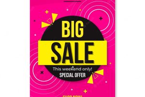 Flat abstract vertical sale poster template