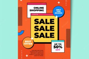 Flat abstract vertical sales poster template