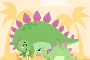Flat baby dinosaur illustrated