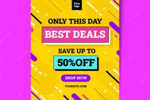 Flat best deals sales poster template