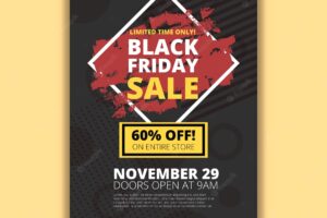 Flat black friday flyer with geometric background
