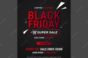 Flat black friday vertical sale poster template
