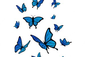 Flat butterflies flying background