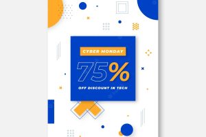 Flat cyber monday vertical poster template