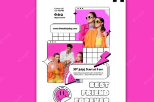 Flat design friendship day poster template