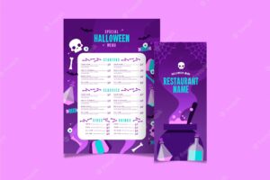 Flat design halloween menu template