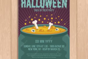 Flat design of halloween party flyer template
