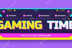 Flat design neon gaming setup twitch banner