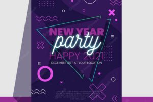 Flat design new year 2021 party poster template