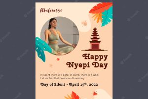 Flat design nyepi flyer template