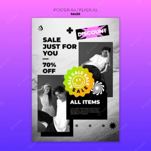 Flat design of sale poster or flyer template