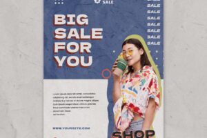Flat design sale template of poster