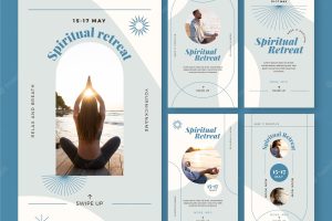 Flat design spiritual retreat instagram template