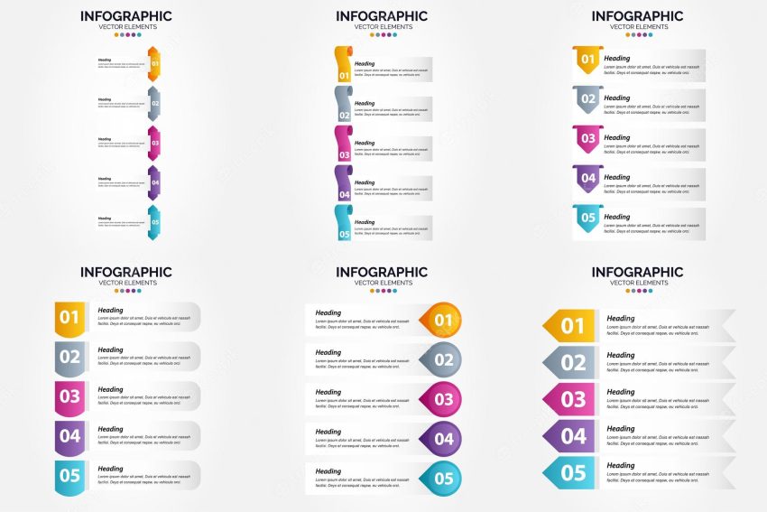 The flat design vector infographics in this set are ideal for advertising in a brochure flyer or magazine