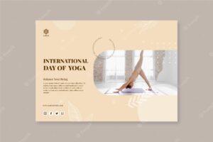Flat international day of yoga banners set