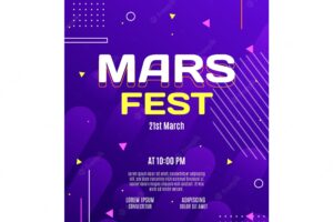 Flat mars fest poster template