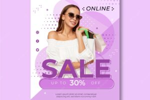 Flat sale poster template with discount