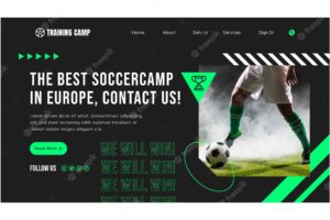 Flat soccer landing page template