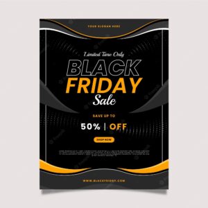 Flat wavy black friday vertical poster template