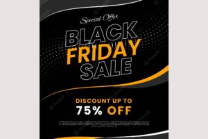 Flat wavy black friday vertical poster template