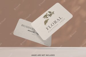 Floating business card mockup psd
