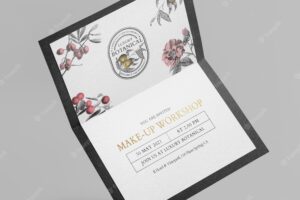 Floral invitation card mockup in black classy design
