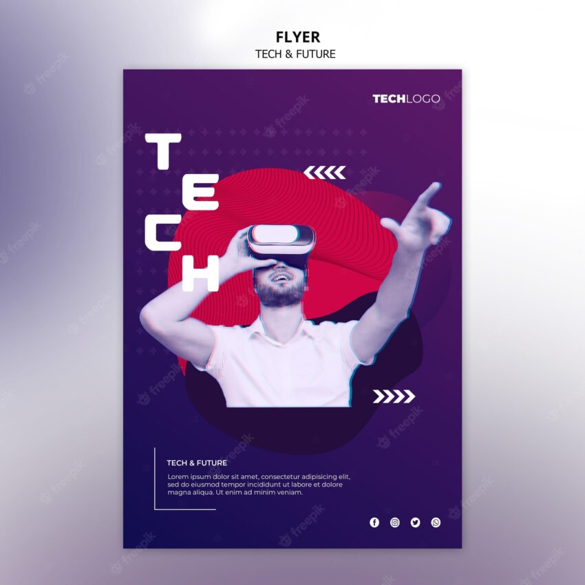 Flyer template with technology design