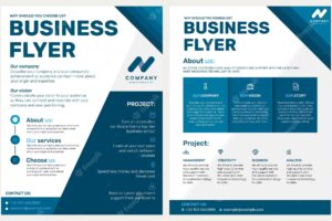 Foldable business flyer template  in blue modern design