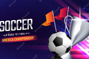 Football cup championship with ball banner template
