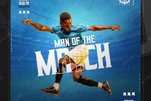Football man of the match sport social media banner template